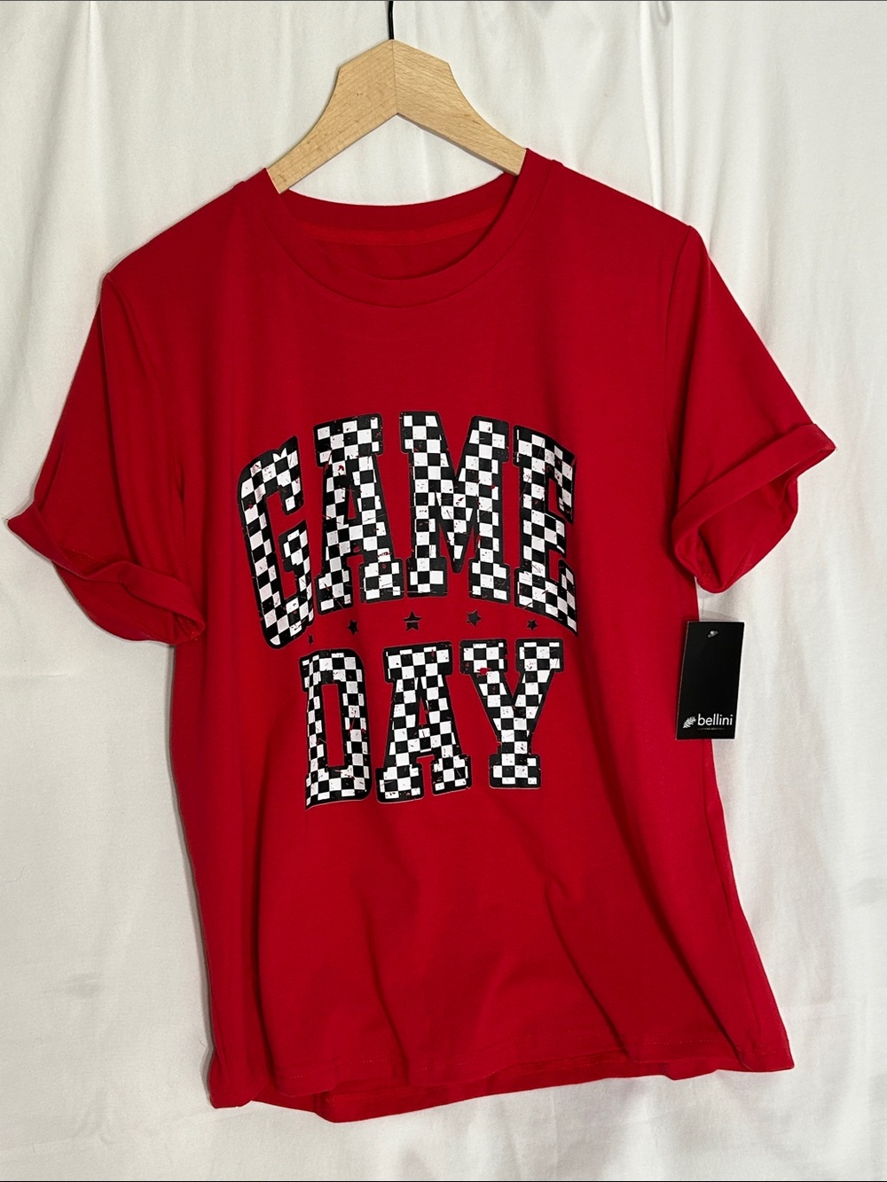Bellini Red Checkerboard "Game Day" Tee